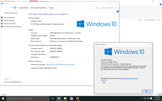 Activated Microsoft Windows 10