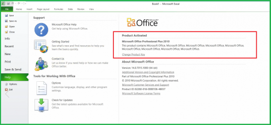 MS Office 2010 Product is Activated