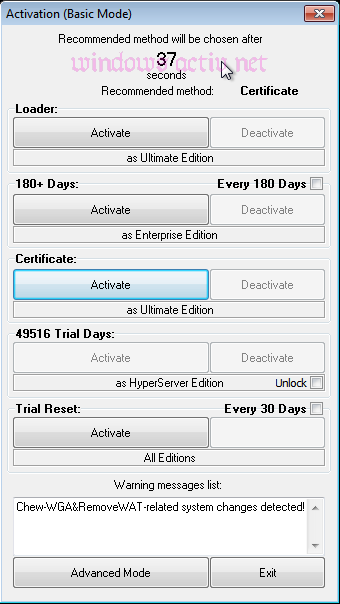 loader exteme basic mod activation Windows 7